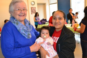 A mother in the Breastfeeding workshop with Sr. Susanne Deliee